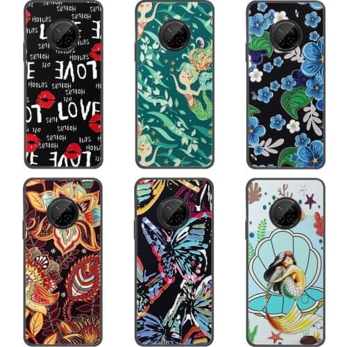 3D Emboss Relief Case For Huawei Y9A Phone Cover Black Softness TPU Silicone Back Bumper