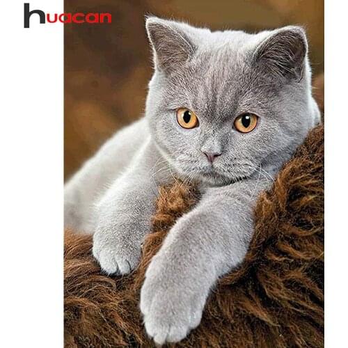Huacan Diamond Painting Full Cat Wall Stickers Mosaic Cross Stitch Embroidery Animal Crystal Diamond Art