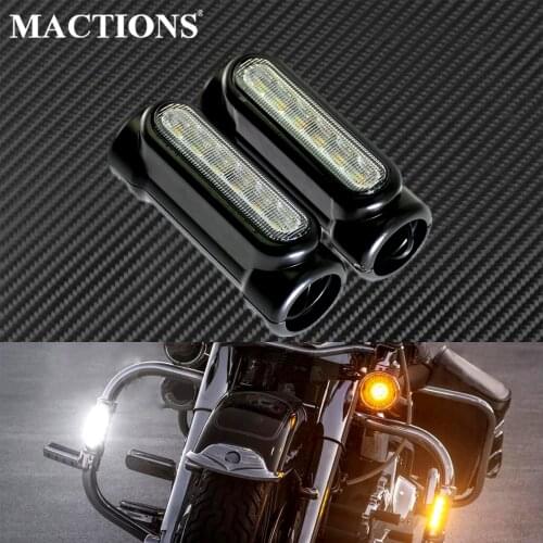 Motorcycle Crash Bars LED Highway Bar Switchback Driving Light/Turn Signal Light Black/Chrome For Harley Touring Road King Glide