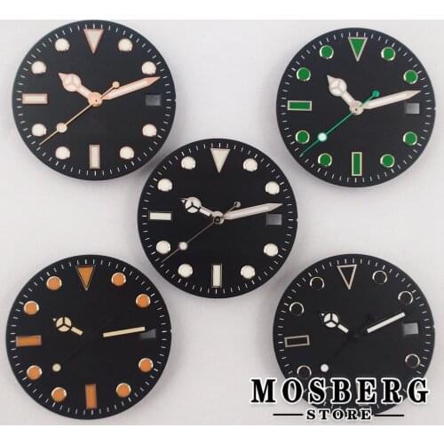 28.5mm Sterile Black Watch Dial Date Window With Watch Hands For NH35 NH36 ETA 2824 2836 Miyota 8215 8205 DG2813 3804 Movement
