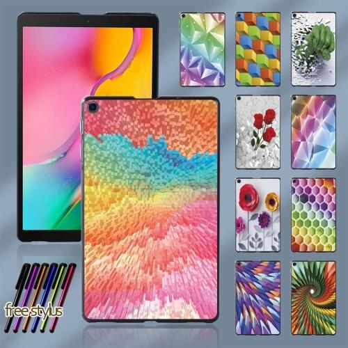 Tablet Case for Samsung Galaxy Tab A 10.1 Inch 2019 T510/T515 3D Printed Plastic Protective Back Shell Cover + Free Stylus