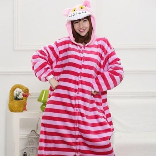 Cheshire cat Pajama Set Women Men Unisex Adult Animal Pijama Flannel Onesie Cosplay Sleepwear Hoodie Halloween Holiday Costume