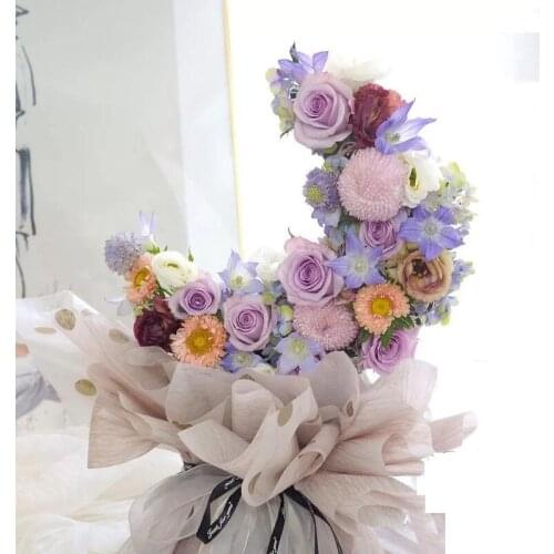 Moon Shaped Flower Mud Flower Shop Packaging Material Flower Base Floral Art Arrangement Valentines Day Gift Gypsophila Bouquet