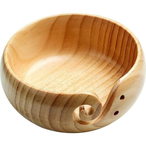 Wooden Woolen Storage Bowl Hand-Woven Sewing Supplies Tool with Lid Organizer Holder for Knitting Perfect Gift