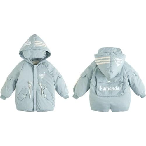 2021 New Styles Kids Jackets Children Warm Hooded Long Coats Baby Boys Regular Down Jacket Winter Clothes for Girls Solid Color