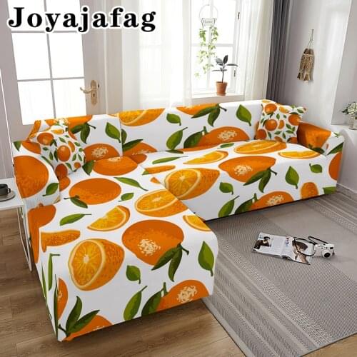 Cartoon Fruits L Shape Elastic Slipcovers 1/2/3/4 Seater Couch Cover For Living Room Decor Washable All-cover Sofa Covers