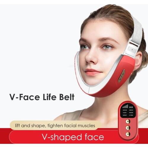 EMS Intelligent V-face Instrument Reduce Double Chin Facial Lifting Tool Face Chin V-Line Lift Up Belt Remote Control Blue LED