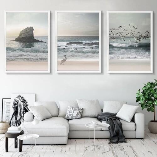 Paintings On The Wall Nordic Seascape Canvas Picture for Home Design Sea Posters and Prints for Living Room Frameless