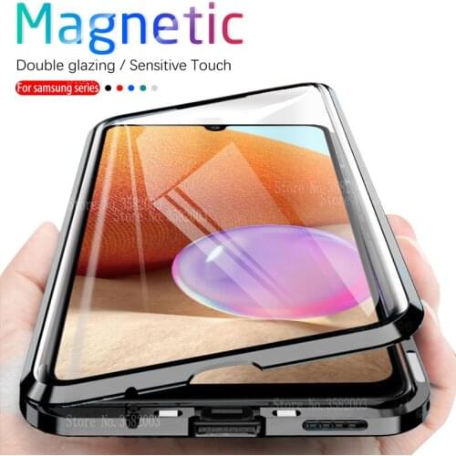 360° Magnetic Flip Case For Samsung Galaxy A32 4G A 32 32A samsun A32 samsunga32 4g Double-Sided Glass Metal Bumper Phone Cover