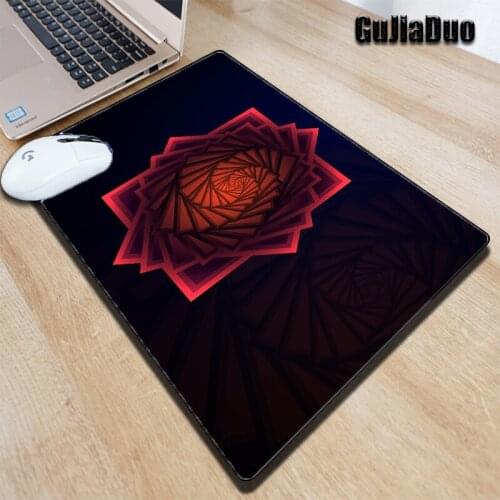 GuJiaDuo Red Fold Pattern Small Mouse Pad Gaming Accessories Simplicity Art Mousepad Laptop Decoration Gamer Desk Mat Cup Holder