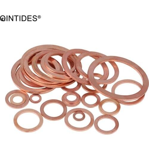 QINTIDES 50/100PCS M3 - M7 Copper Sealing rings Copper Gasket Seal Flat Gasket DIN7603A Copper sealing washer
