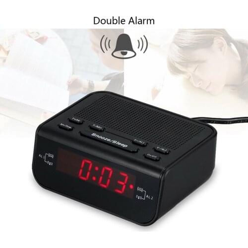 Multi-function FM Radio Clock LED Digital Smart Alarm Clock Table Electronic Desktop Clocks Time Display Dual Alarm Snooze Mode
