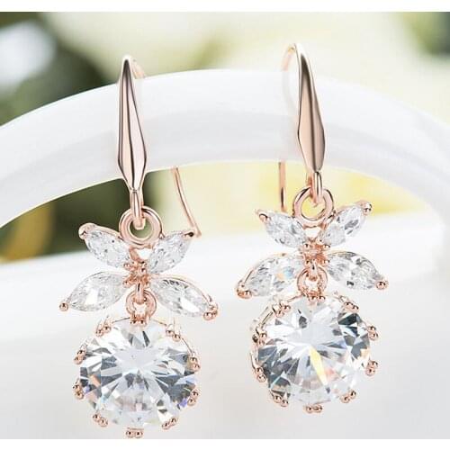 SLBRIDAL Fashion Jewelry Bijoux Anti-allergic Simulated Pearls Hook Earrings Charm Drop Earrings Women Rose Gold Dangle Earrings