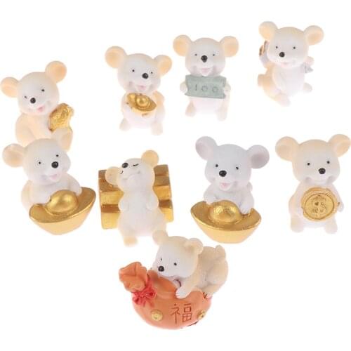 Cartoon Animal Action Figures Lucky Fortune Sending Money Mouse Model Miniature Figurine Home Dollhouse Decoration DIY Toy Gift
