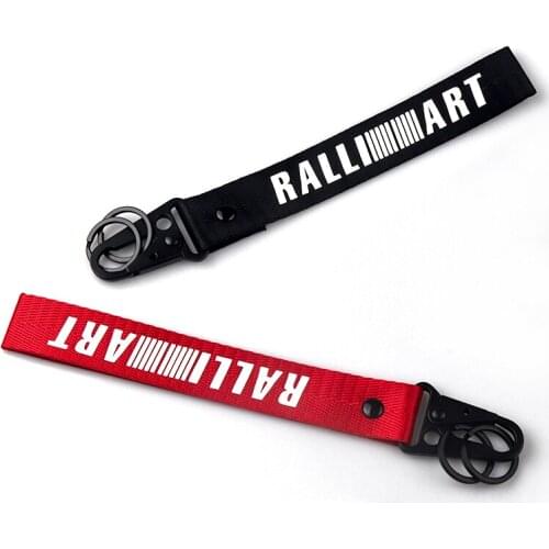 RALLIART Emblem Nylon Key Ring Key Chain For Mitsubishi Ralliart ASX Lancer Outlander Galant Pajero Ralliart Etc Car Styling