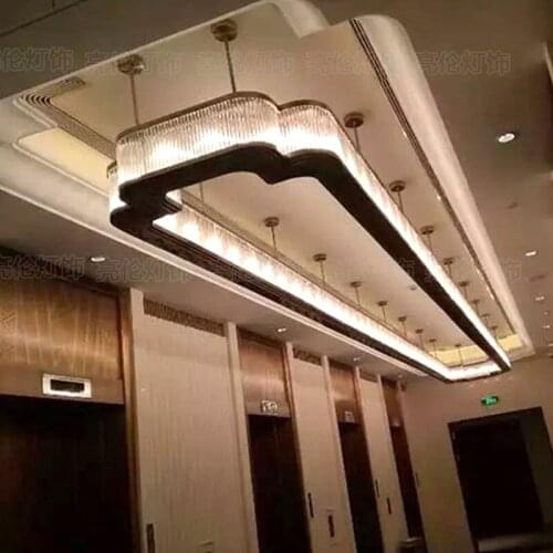 New Chinese Hotel Project Hall Crystal Light Club Hotel Crystal Light Round Villa Sales Department Large Lamp