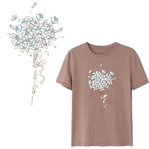 White Flower Patch Iron On Patches For Clothing DIY Washable Sticker On Clothes Girl T-shirt Bags Heat Transfers Appliqued