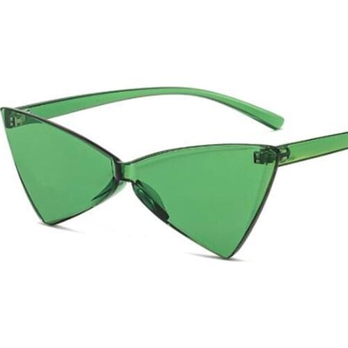 Plastic cat eye Triangle sunglasses female candy color retro vintage glasses rimless green sunglasses women one pieces eyewear
