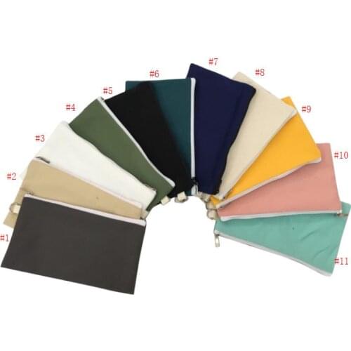 Simplicity Blank Canvas Zipper Pencil Cases Bags Pen Pouches Cotton Cosmetic Makeup Mobile Phone Clutch Bag SN692