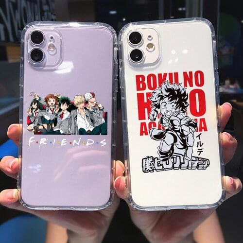 PUNQZY Japan Anime My Hero Academia Clear For iPhone 12 11 Pro XR X XS MAX SE 2020 7 8 6 Plus Cartoon Protective Soft TPU Cover