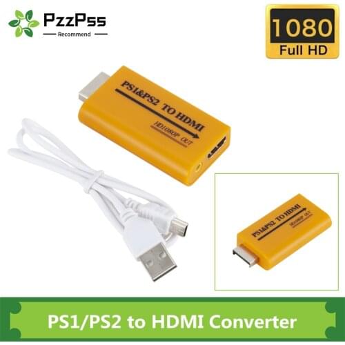 PzzPss For PS1/PS2 to HDMI Adapter Converter Up to 1080P Output For Monitor Projector Convert Video/Audio Game Plug and Play
