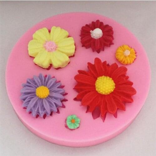 3D Sunflower Rose Flowers Silicone Mold Cake Border Decoration Sugarcraft Cake Mold Polymer Clay Crafts DIY Baking Moulds