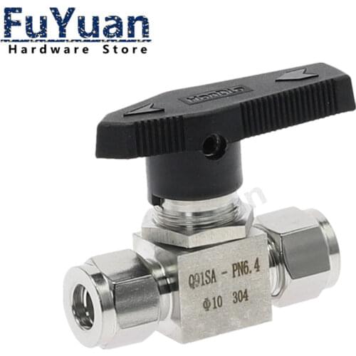 SS 304 Stainless Steel Hydraulic pipe Ball Valve Female For tube-line and pipeline Tube OD 3MM 4MM 6MM 8MM 10MM 12MM
