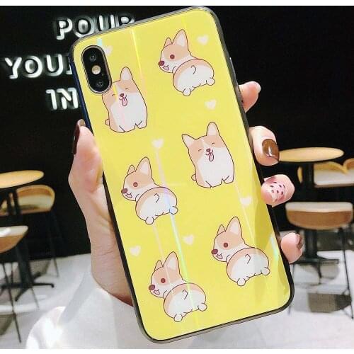 Glass Phone Case For iPhone 7 8 X XS XR Xs Max Case Cute Cover For iPhone 7 Plus 8 Plus 6 6s 6 Plus 6s Plus Case Animal Cover