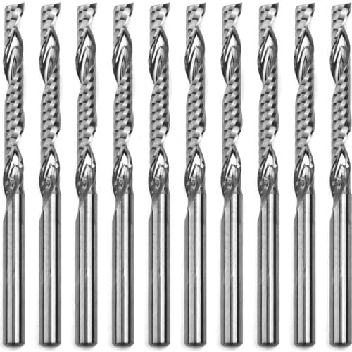 10PCS Carbide Flat Nose End Mill CNC Router Bits Single Flute Spiral 22mm