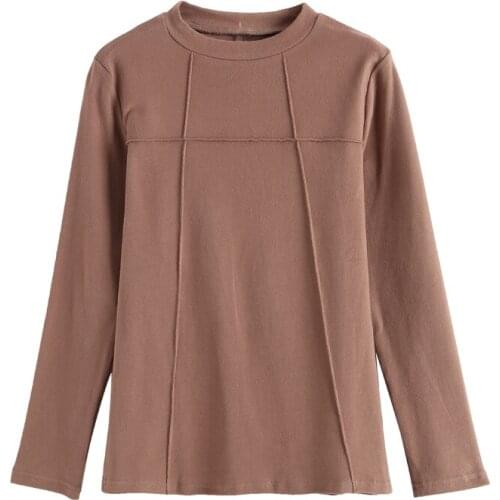 Thickened 2020 Autumn and Winter Half-High Collar Bottoming Shirt Ladies T-shirt Long Sleeve T-shirt Female