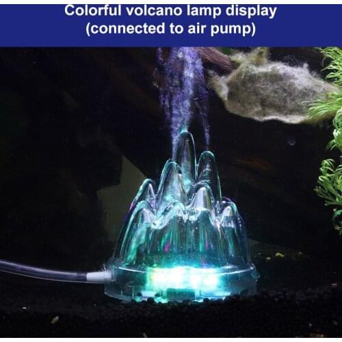 Aquarium Volcano Shape Air Bubble Stone Oxygen Pump Bubble Decoration Underwater LED Air Bubble Light Fish Tank Oxygen Pump