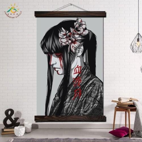 Japan Blood Girl Canvas Scroll Painting Modern Canvas Art Prints Poster Wall Painting Artwork Wall Art Pictures Home Decoration