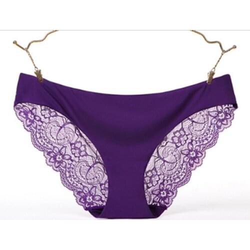 Womens Sexy Lace Panties One Piece Seamless Underwear Low Waist Leopard Print Briefs Breathable Intimates For Female