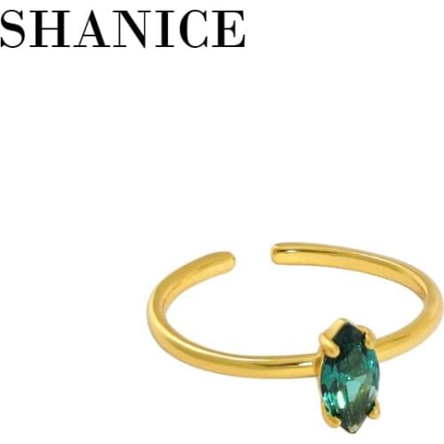 SHANICE Emerald Ring Sterling Silver 925 Gift For Women Minimalist Gold Personalized Open Ring Bijoux Argent 925 Fine Jewellery