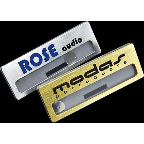 1pc customized reusable name tag 7x2.5cm employee id badge bsuiness badge holder with pin or magnet back