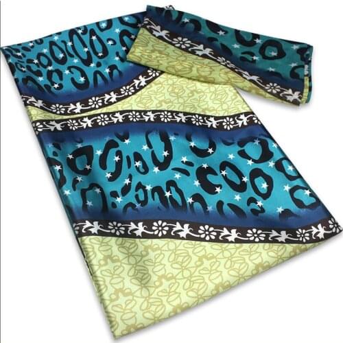 2021 4 Yards Satin Silk Fabric Soft + 2Y aAfrican Wax Design Print Chiffon Patchwork Material Cloth Tela Tiuss For Sewing SSC1