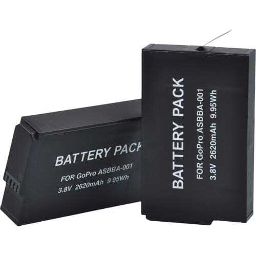 2pc 2620mAh ASBBA-001 ASBBA 001Battery For Gopro ASBBA-001 Batteries Gopro Fusion 360-Degree Camera+USB Dual Charger