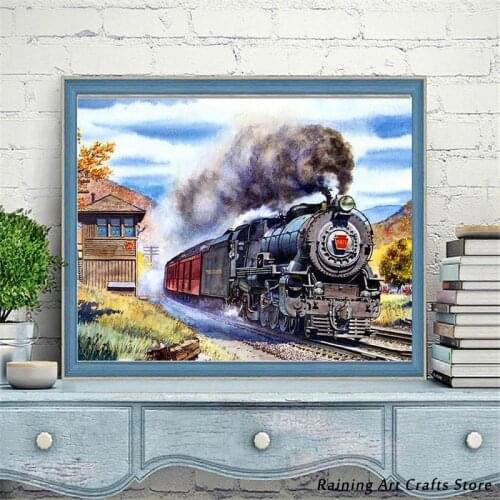 5D Diy Diamond Painting Vintage Train Full Square Round Drill Embroidered Rhinestone Cross Stitch Kits Mosaic Picture Home Decor