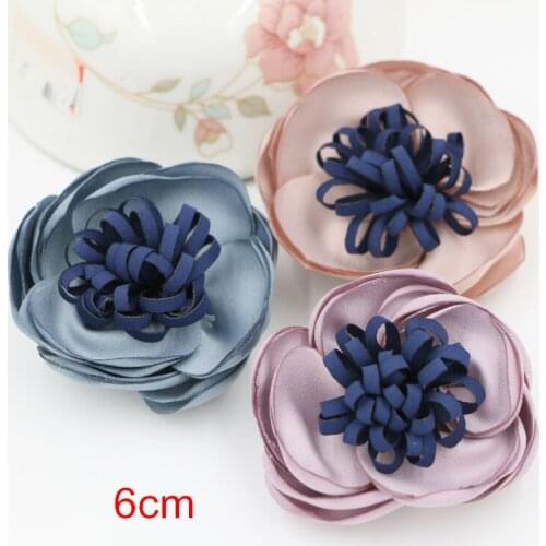 6 Pcs 6cm Handmade Fabric Flowers For Headwear,Fabric Flowers For Crafts,DIY Flowers,Kids Hair Accessory,DIY Brooch Flowers