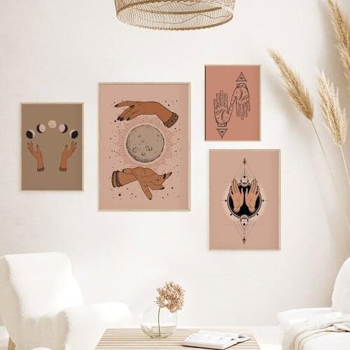 Abstract Hands Poster Boho Moon Eye Canvas Painting Geometric Art Print Decoration Wall Picture For Living Room Home Décor