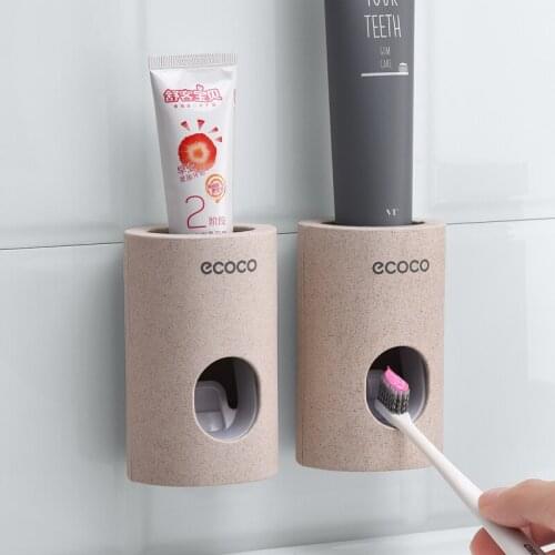 Automatic Toothpaste Dispenser Dust-proof Toothbrush Holder Non-Toxic Wall Mount Stand Bathroom Accessories Toothpaste Squeezers