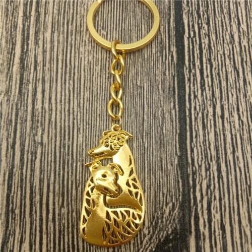 Whippet Couple Key Chains Fashion Pet Dog Jewellery Whippet Couple Car Keychain Bag Keyring For Women Men