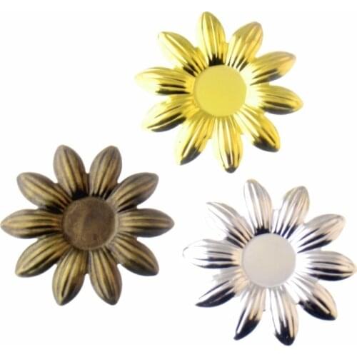 Free shipping 10PCS Metal Flower Filigree Cabochon Setting Wraps Connectors Crafts Decoration DIY Embellishments 38mm