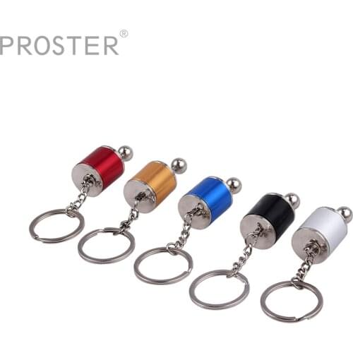 Proster 5Pcs/set Keychains Zinc Alloy Gear Shift Stick Key Holder Cylinder Wave Motor Key Protector for Men Gold Silver Black