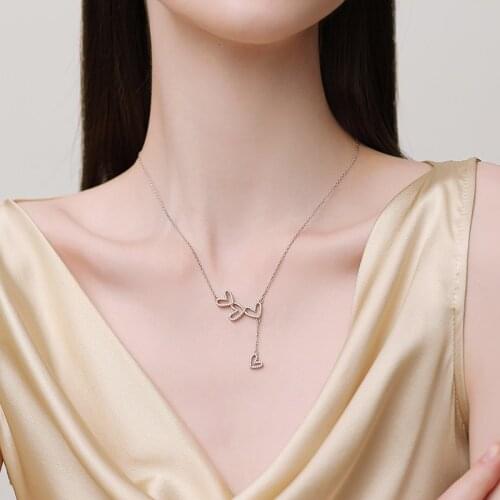 925 Sterling Silver Tassel Heart Necklace Zircon Pendant Senior Clavicle Chain 2021 New Women Accessories Jewelry