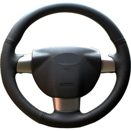 Black Car Steering Wheel Cover DIY Hand-stitched Artificial Leather For Ford Focus 2 2005-2011(3-Spoke)