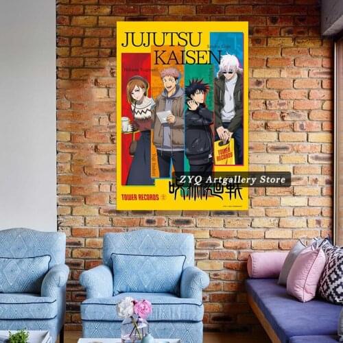 Canvas Anime 4 Characters Jujutsu Kaisen Pictures Home Manga Decoration Paintings Poster HD Prints Wall Art Modular Living Room
