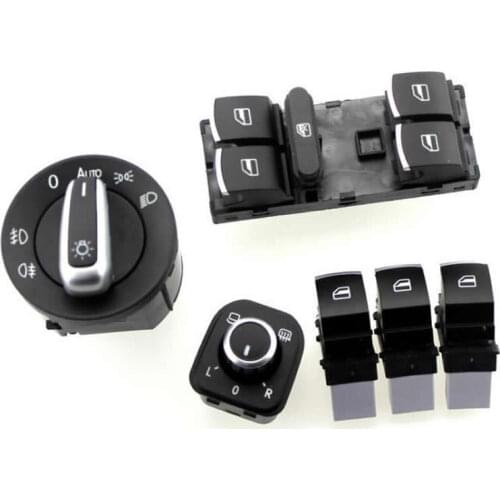 Chrome Headlight Switch+Power Window Master Switch For VW Golf 5 6 Mk5 6 Jetta 5 6 Passat B6 Touran SEAT 5ND941431A 5ND959565B