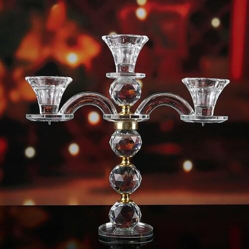 3 arms crystal candles