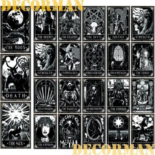 [ Mike86 ] TAROT Moon SUN TOWER WORLD Metal tin sign Wall Plaque Retro Poster Iron Painting Pub Decoration LTA-2035 20*30 CM